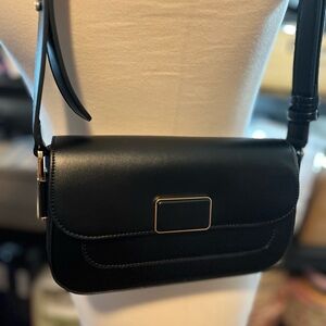 Elegant Black Leather Shoulder Bag by Madison West